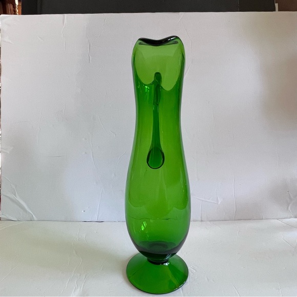 Vintage Hand Blown Green Glass Pitcher 19” - Picture 8 of 15